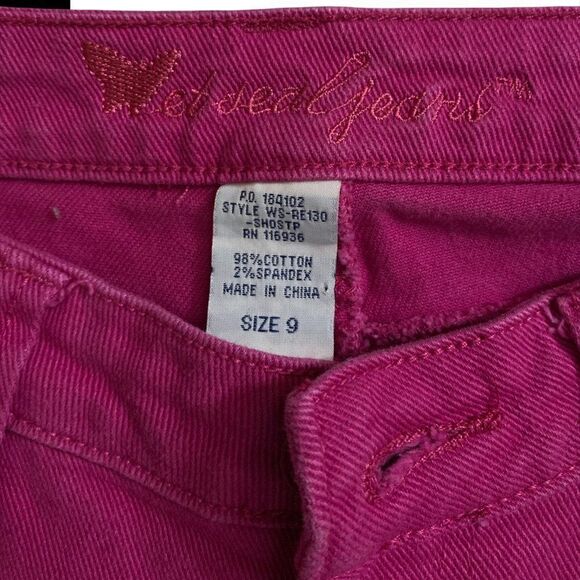 Wet Seal Juniors Low Rise Pink Denim Belted Slim Fit Jeans Size 9 - Picture 2 of 8